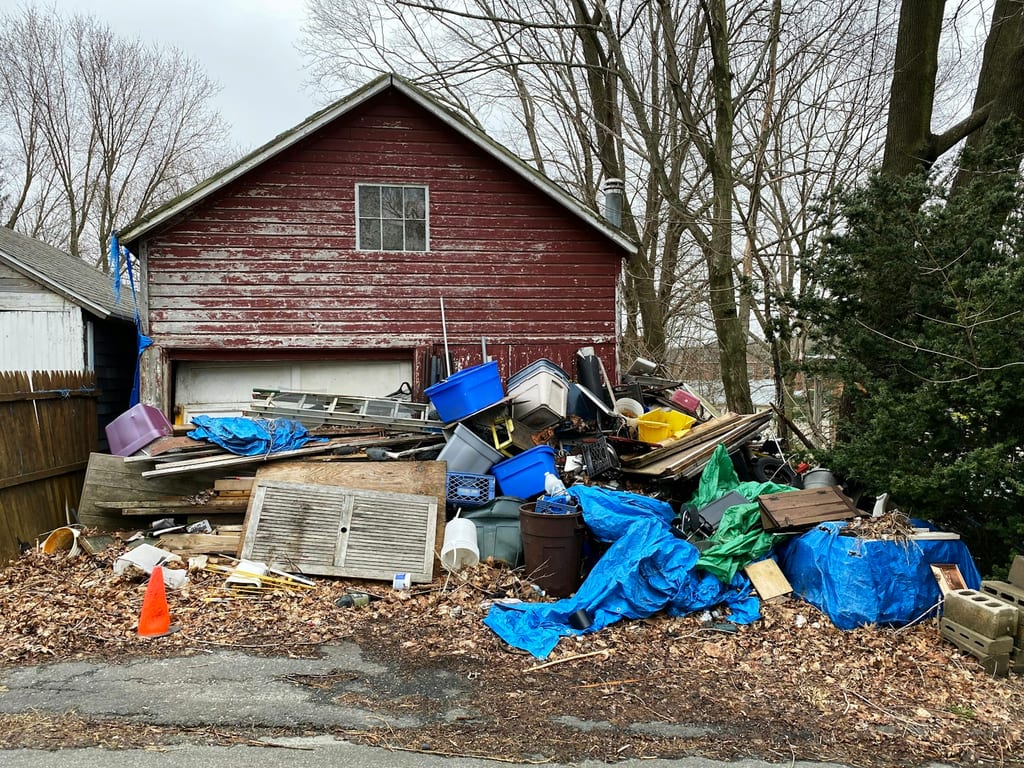 Residential property cleanout ready for removal